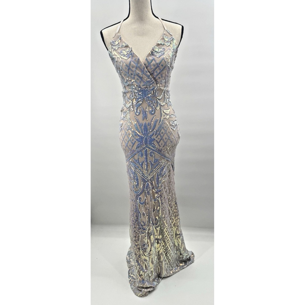Windsor Deonne Iridescent Sequin Maxi Gown Dress XS Event Fairy Angel Ever After
